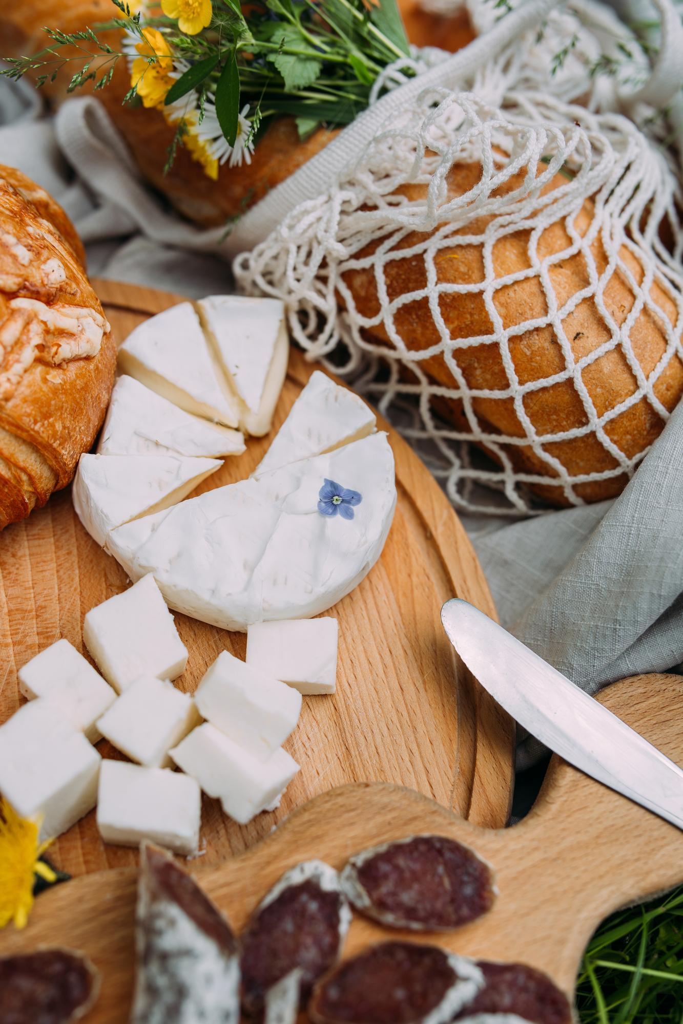 Selection of local cheeses and bread